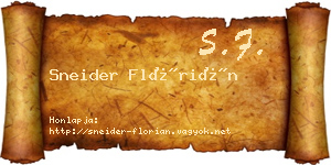 Sneider Flórián névjegykártya